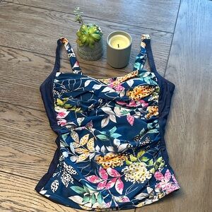 Hapari Blue Floral Swim Tankini Top